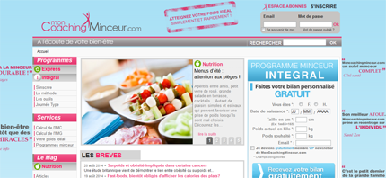 Page d'accueil de MonCoachingMinceur