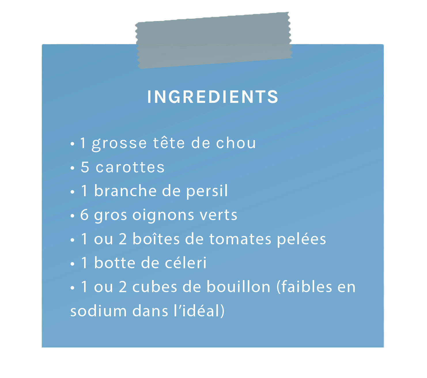 ingrédients soupe aux choux