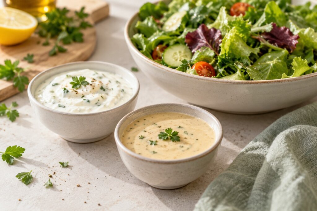 Deux sauces de même catégorie comparées selon leurs matières grasses, leur énergie et la quantité servie
