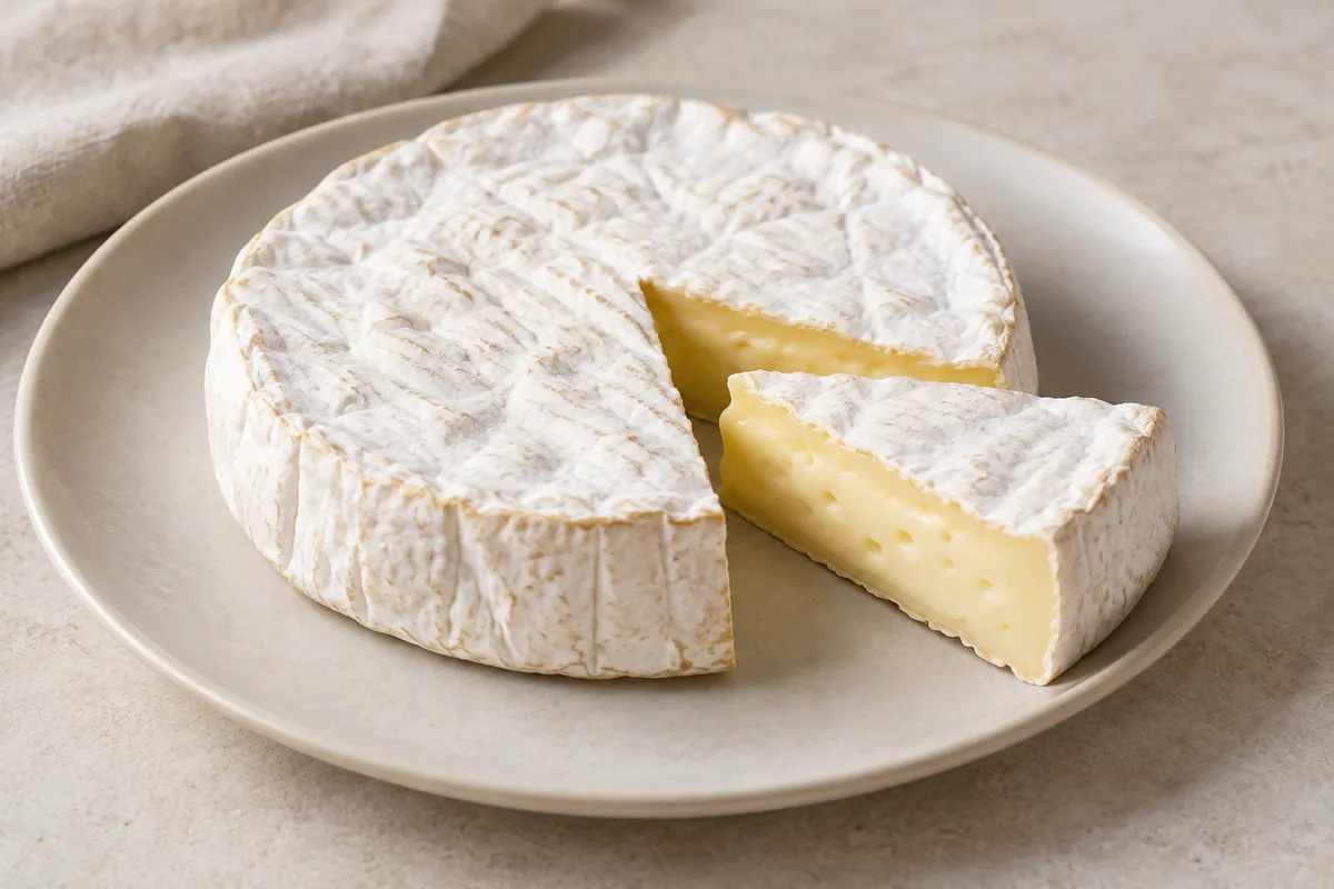 Brie de Meaux sur un fond de lin clair.