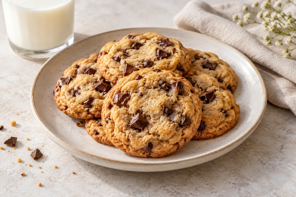 Cookies dans un bol, sur un fond de lin clair.