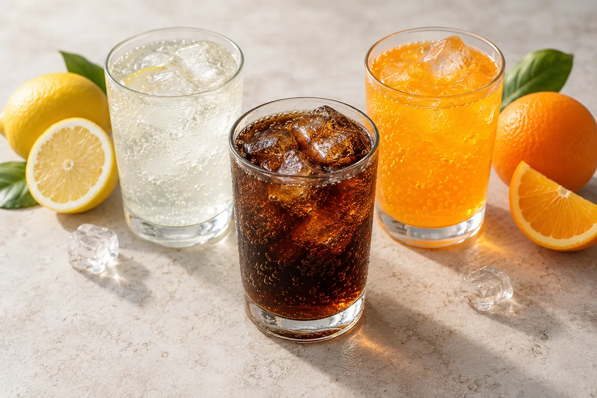 Sodas dans un bol, sur un fond de lin clair.