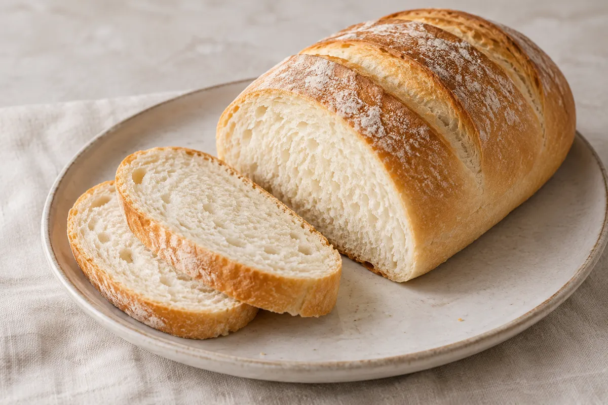 Pain blanc sur un fond de lin clair.