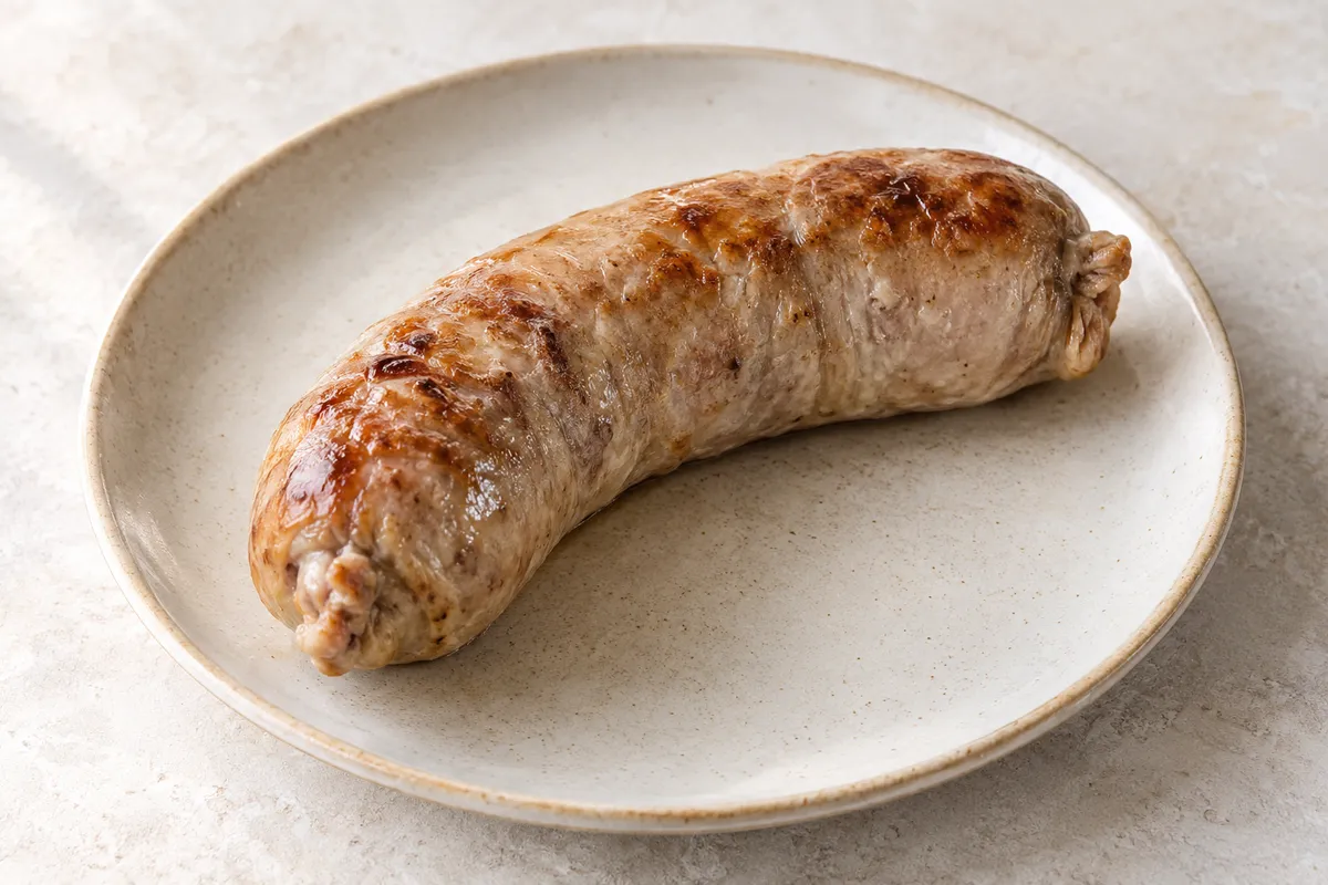 Andouillette sur un fond de lin clair.