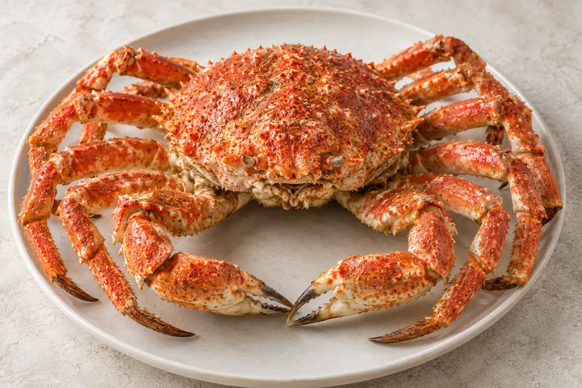 Araignée de mer sur un fond de lin clair.