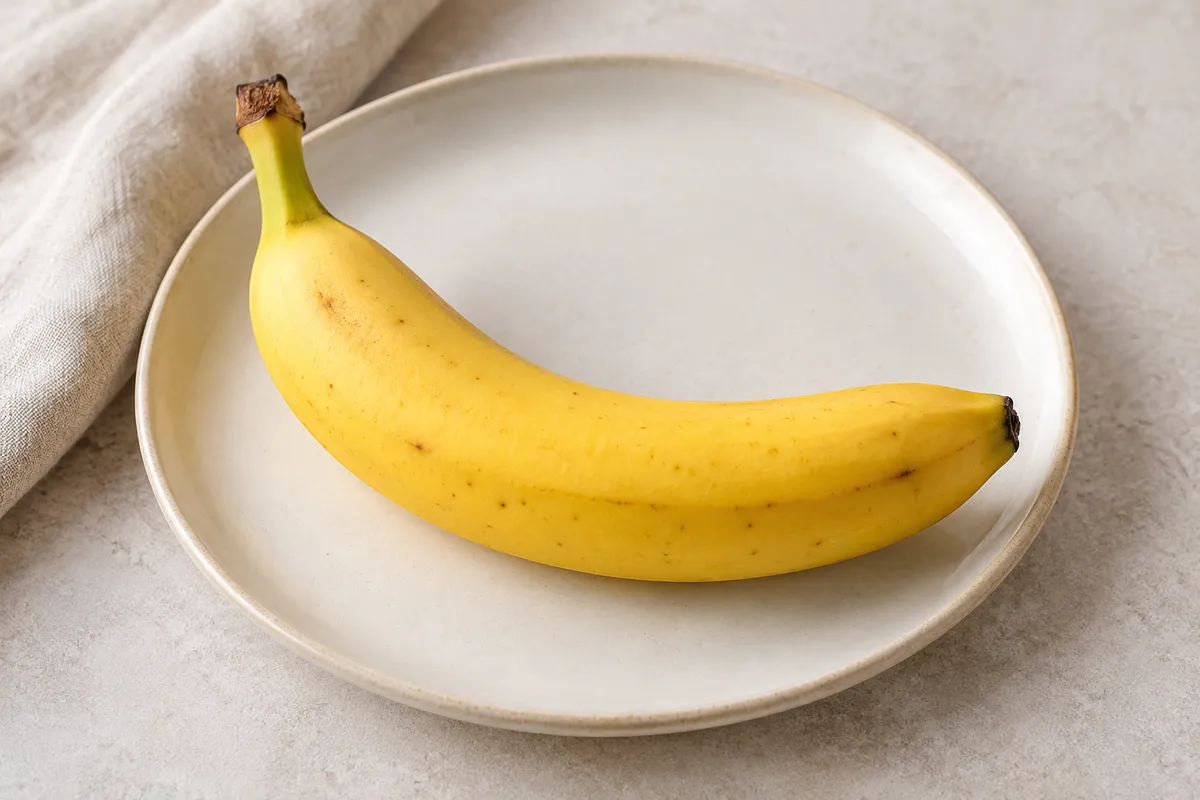 Banane sur un fond de lin clair.