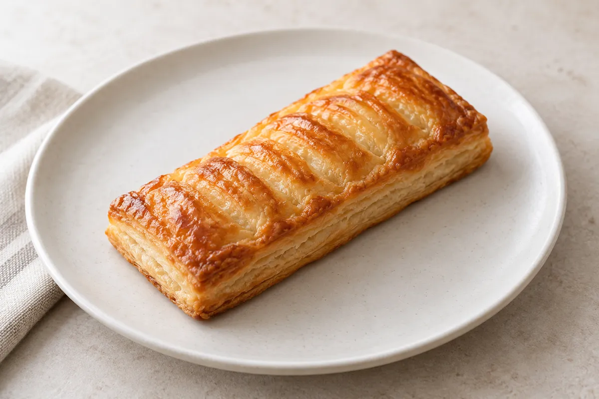 Barre pâtissière sur un fond de lin clair.