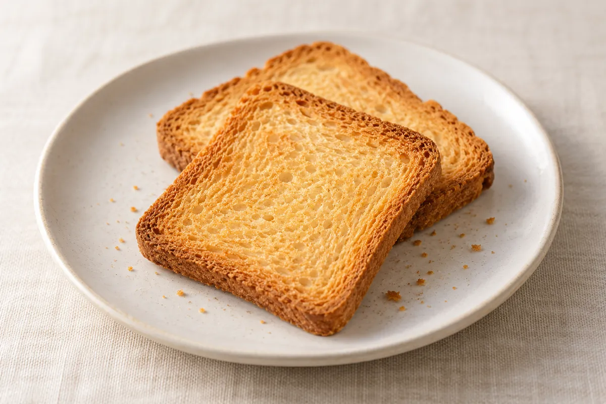 Biscotte sur un fond de lin clair.