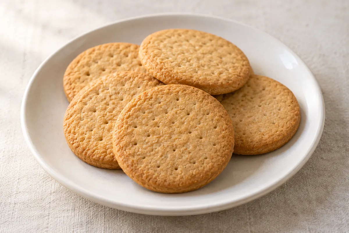 Biscuit sec sur un fond de lin clair.