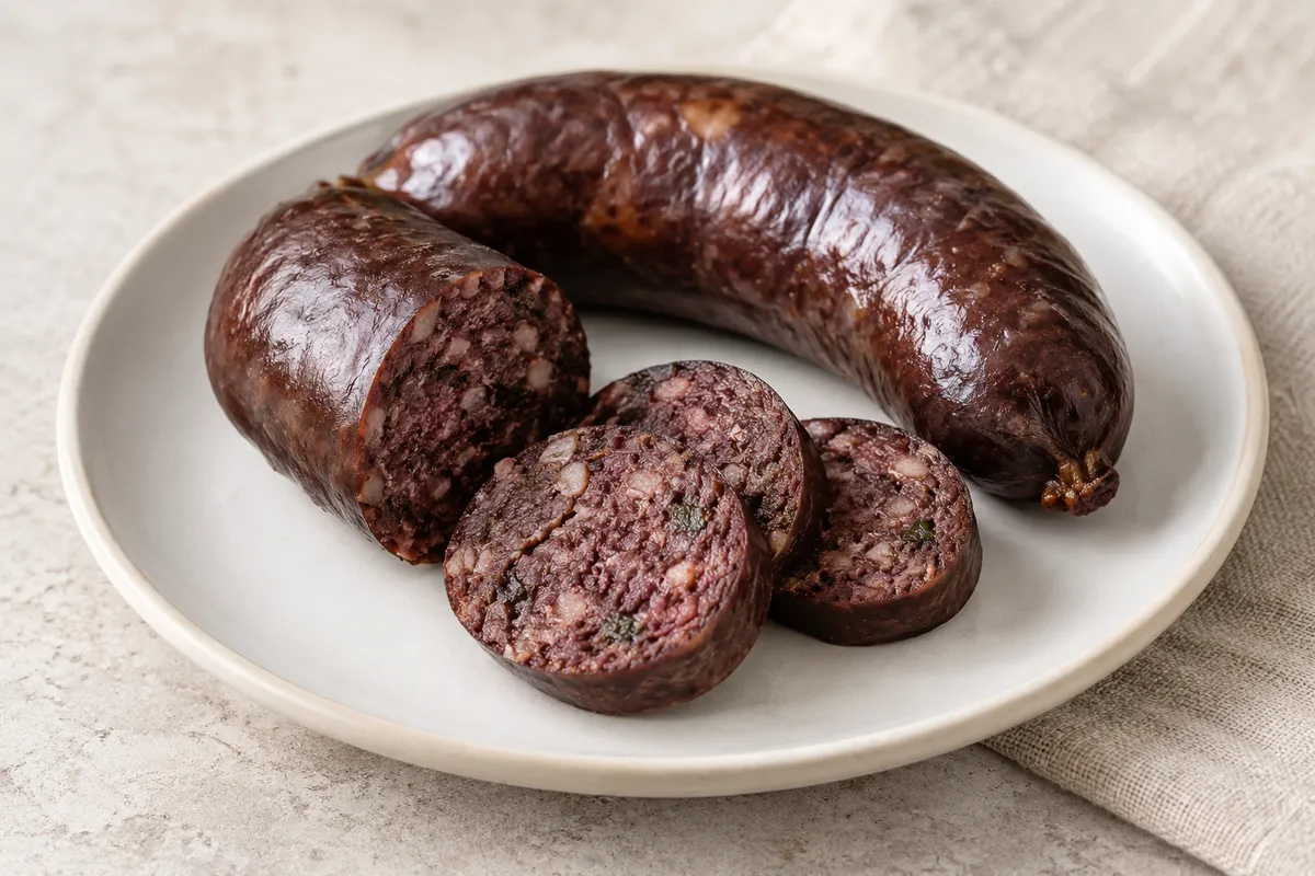 Boudin antillais sur un fond de lin clair.