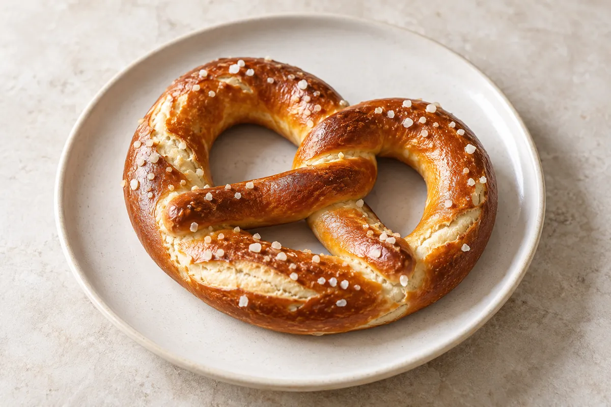 Bretzel sur un fond de lin clair.