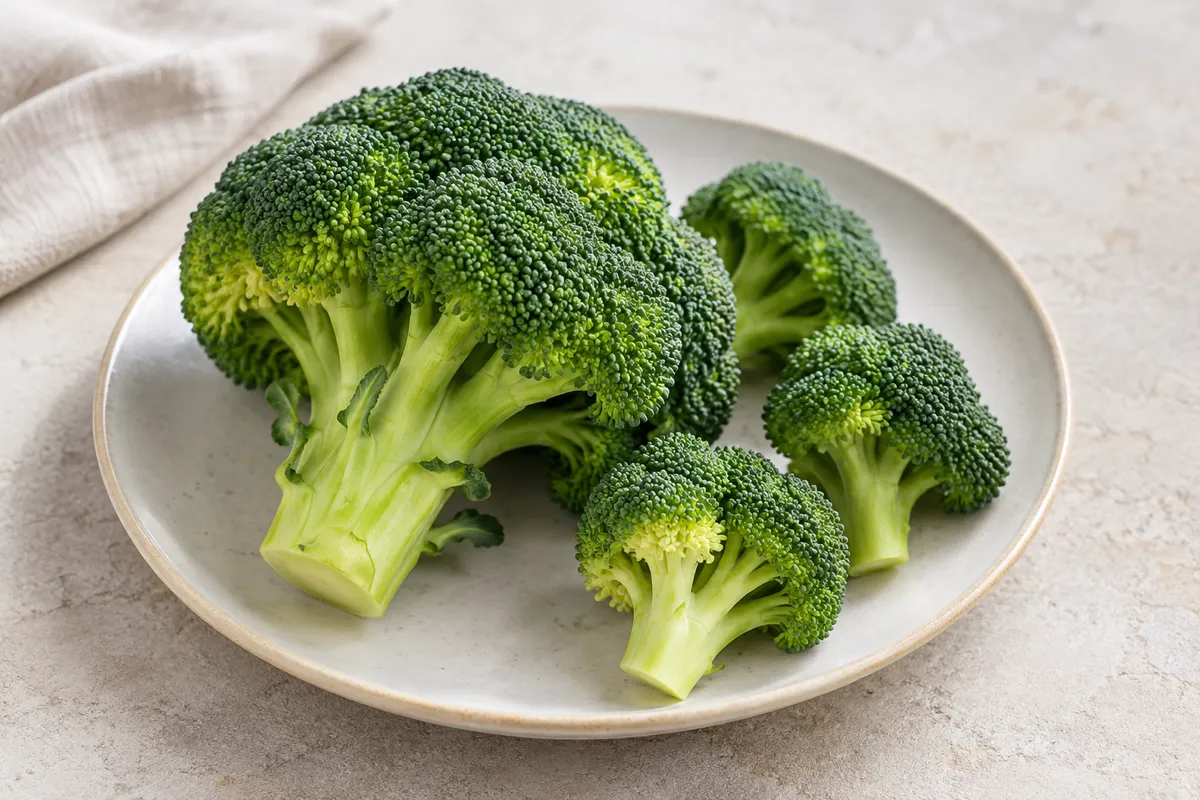 Brocoli sur un fond de lin clair.