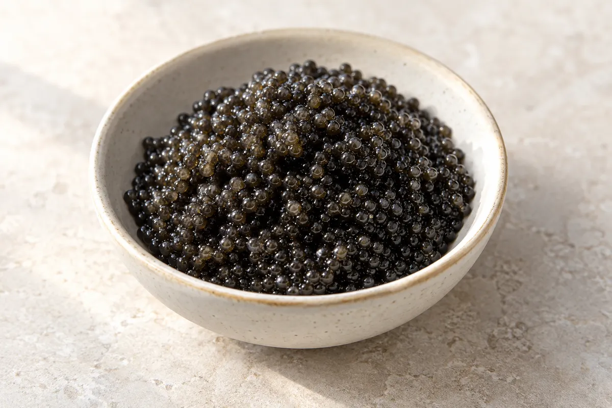 Caviar sur un fond de lin clair.