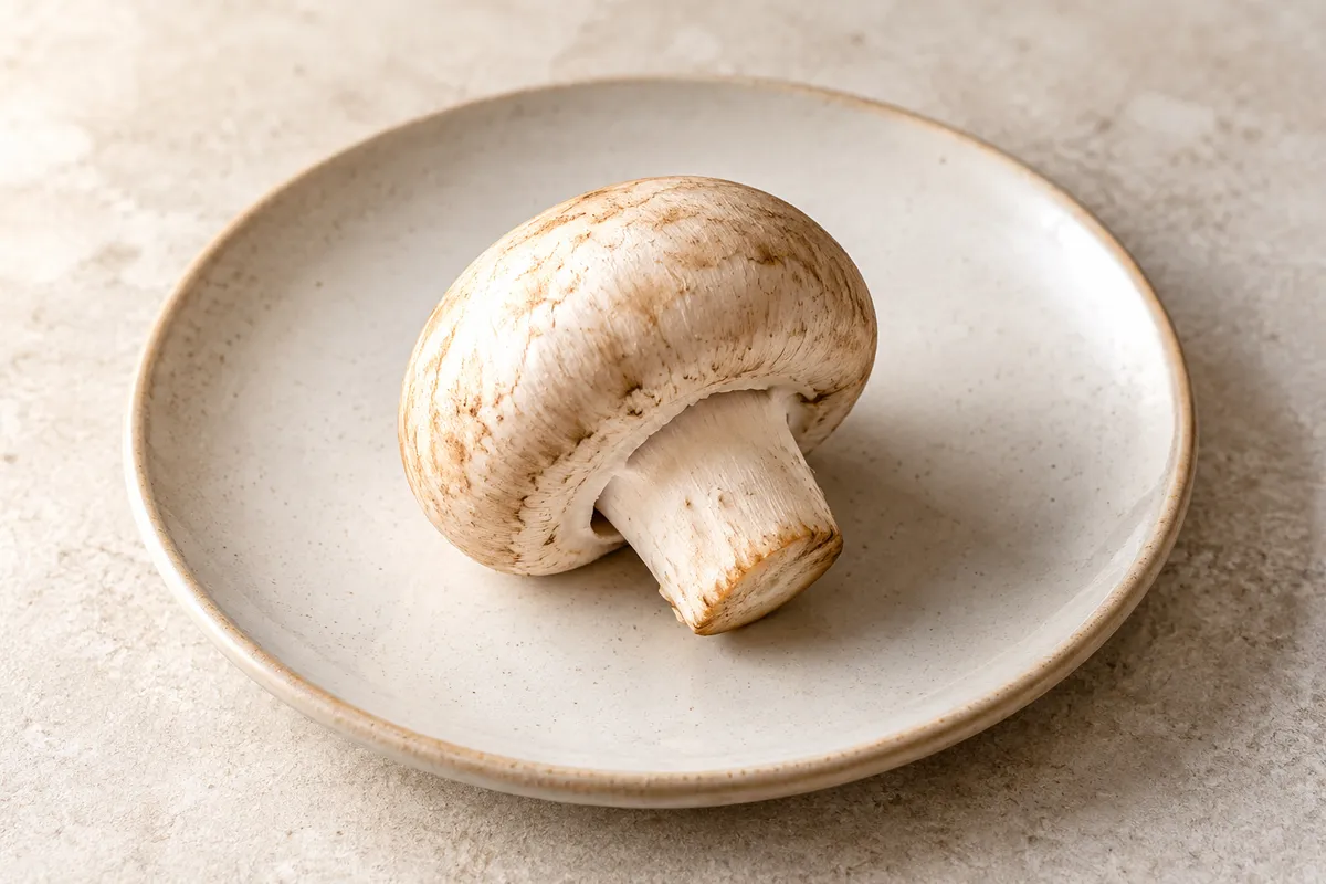Champignon sur un fond de lin clair.