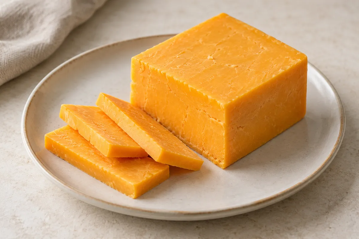 Cheddar sur un fond de lin clair.