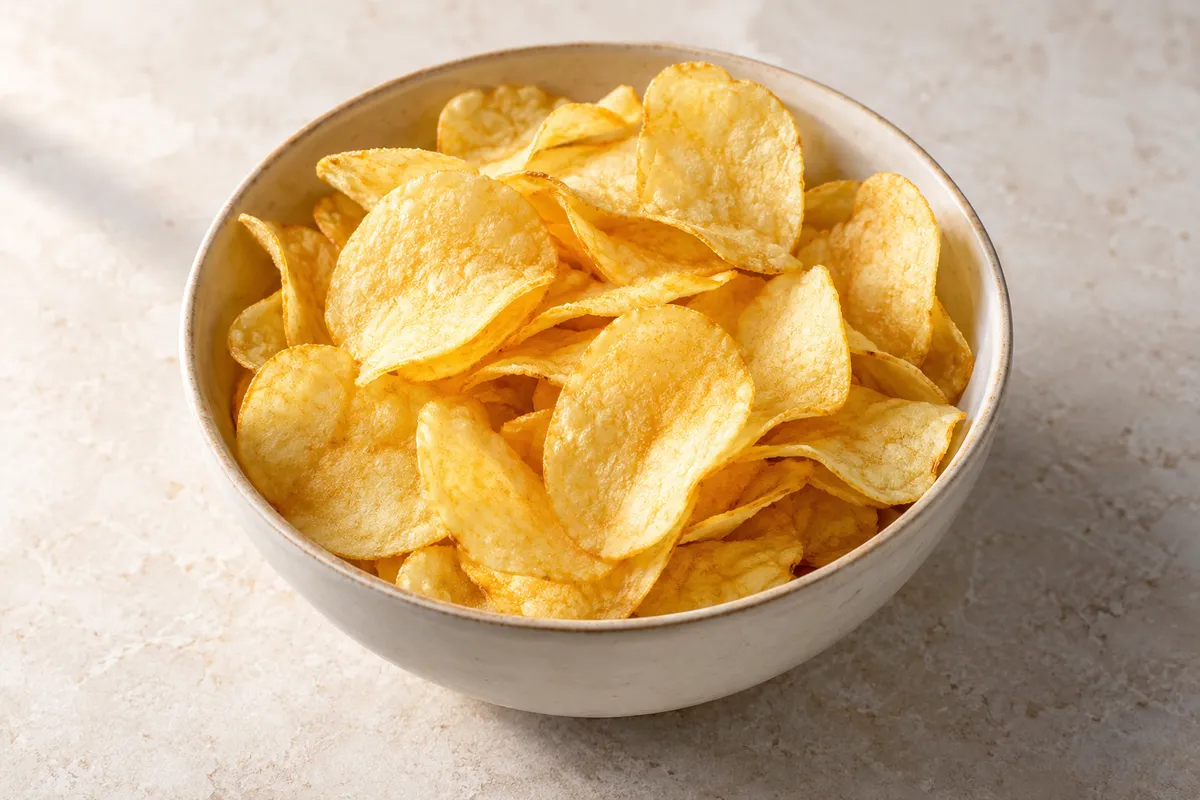 Chips sur un fond de lin clair.