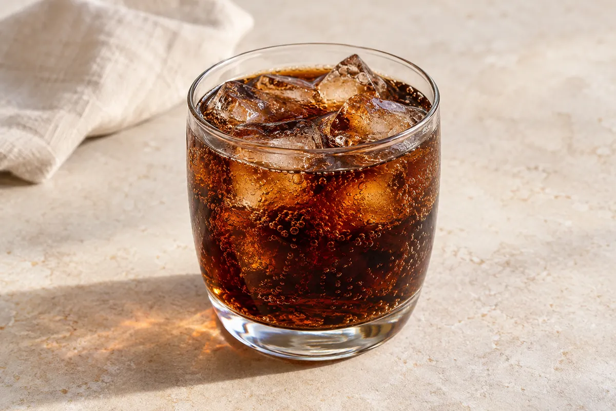 Cola sur un fond de lin clair.