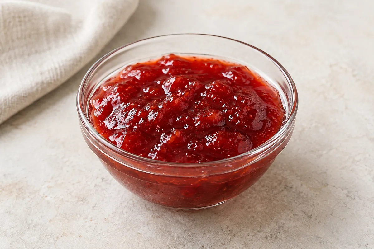 Confiture autres sur un fond de lin clair.