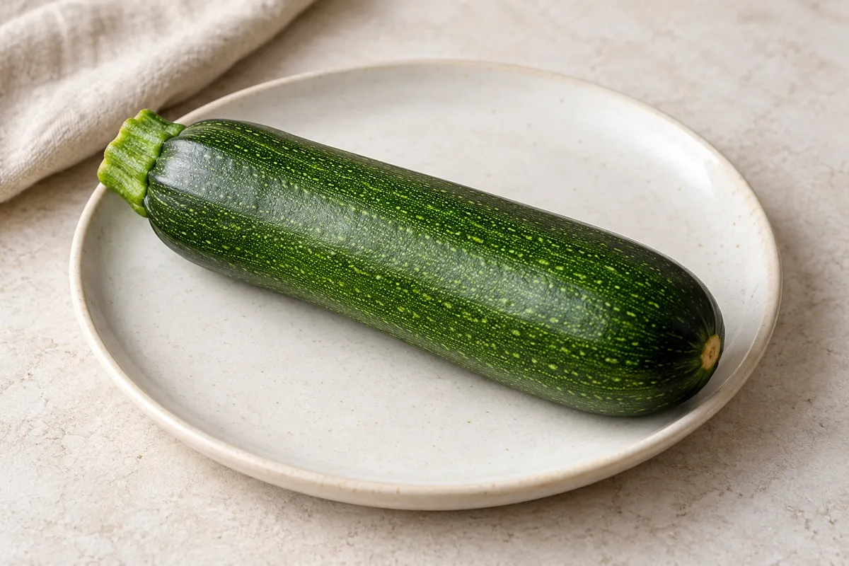Courgette sur un fond de lin clair.
