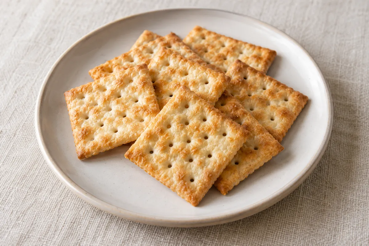 Cracker de table sur un fond de lin clair.