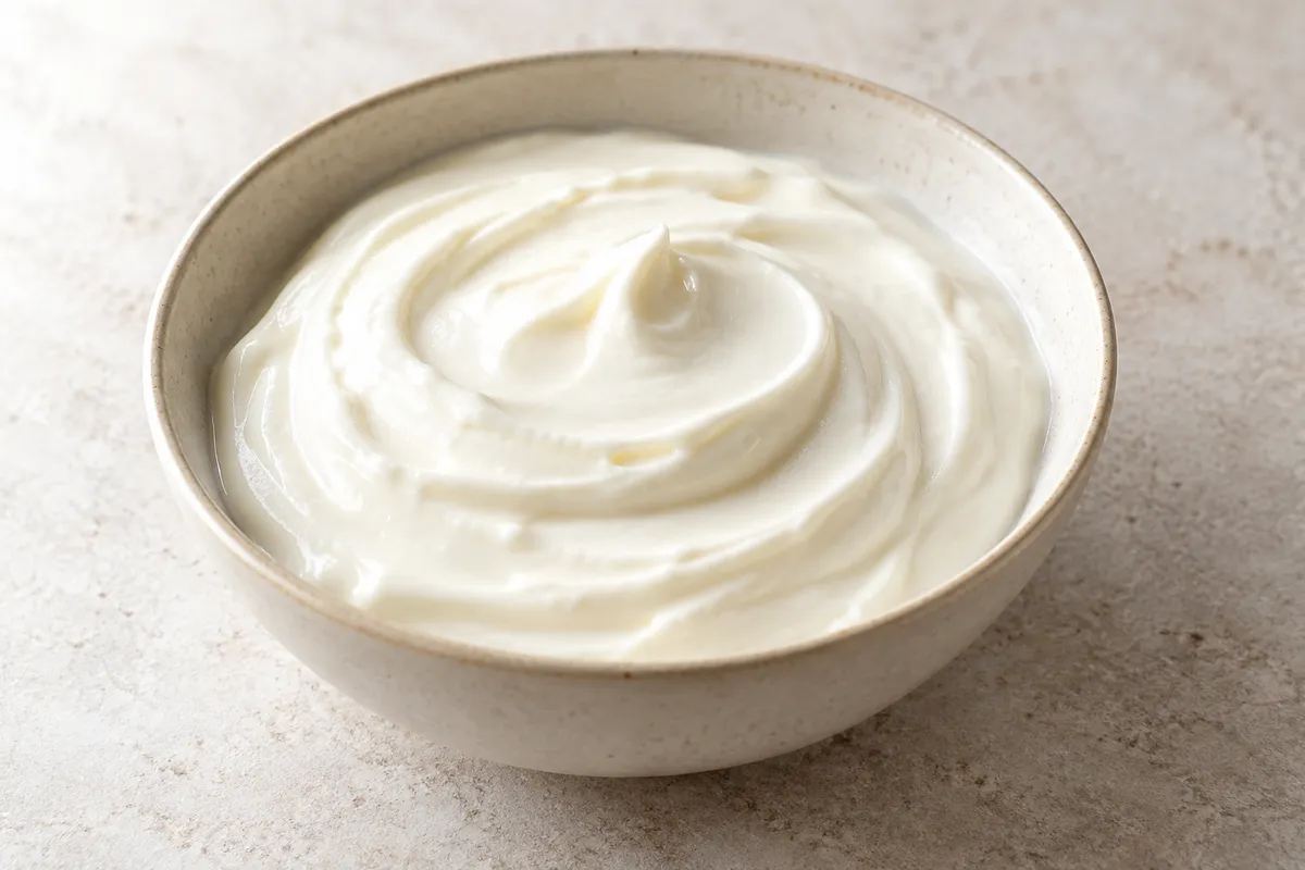 Crème sur un fond de lin clair.