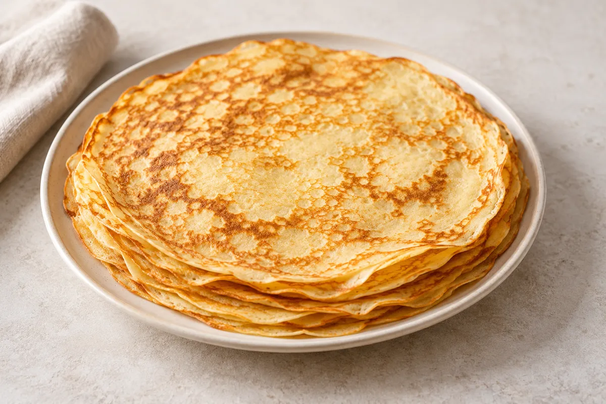 Crêpe sur un fond de lin clair.