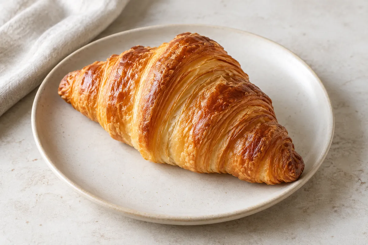 Croissant pur sur un fond de lin clair.