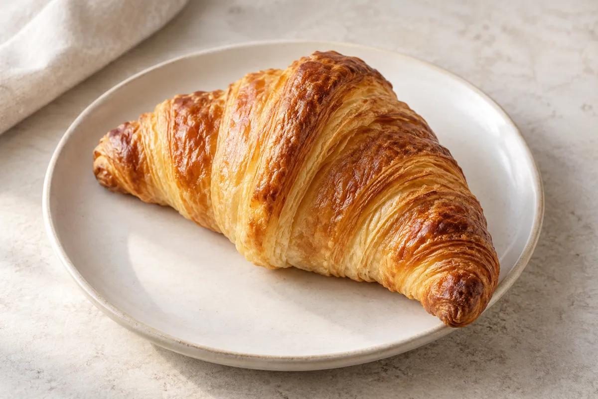 Croissant sur un fond de lin clair.
