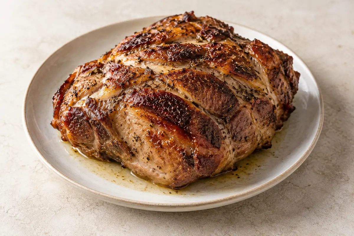 Épaule de porc sur un fond de lin clair.
