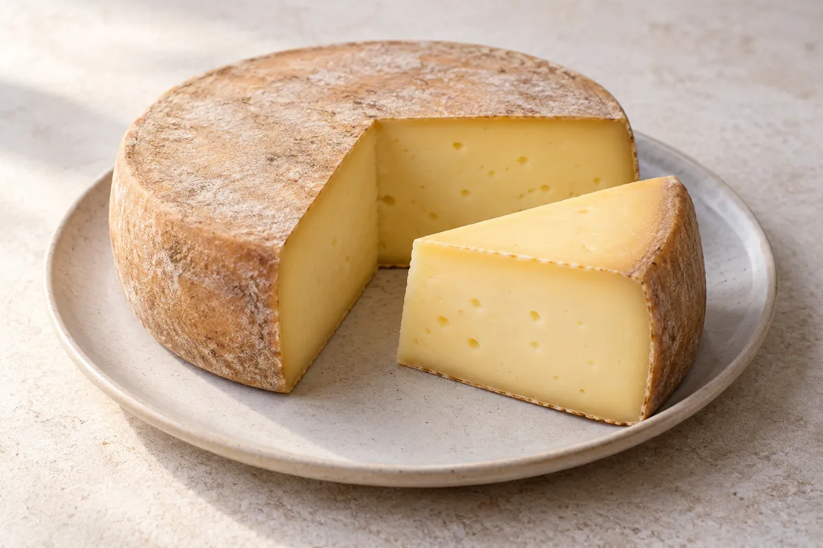 Fontina sur un fond de lin clair.