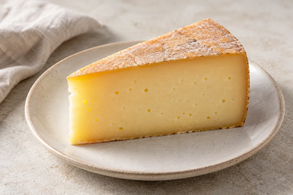 Fromage sur un fond de lin clair.