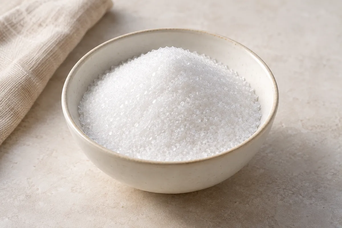 Fructose sur un fond de lin clair.