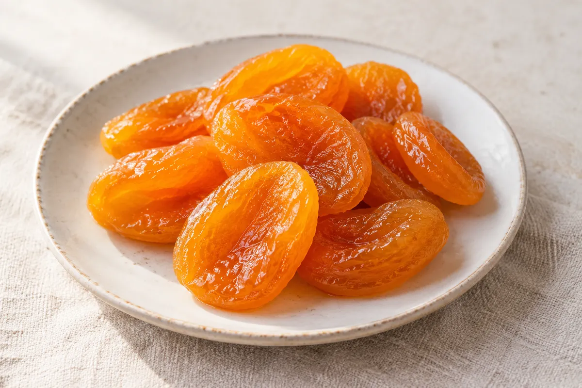 Fruit confit sur un fond de lin clair.