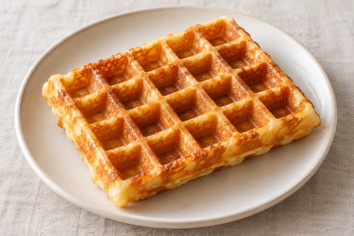 Gaufre bruxelloise sur un fond de lin clair.