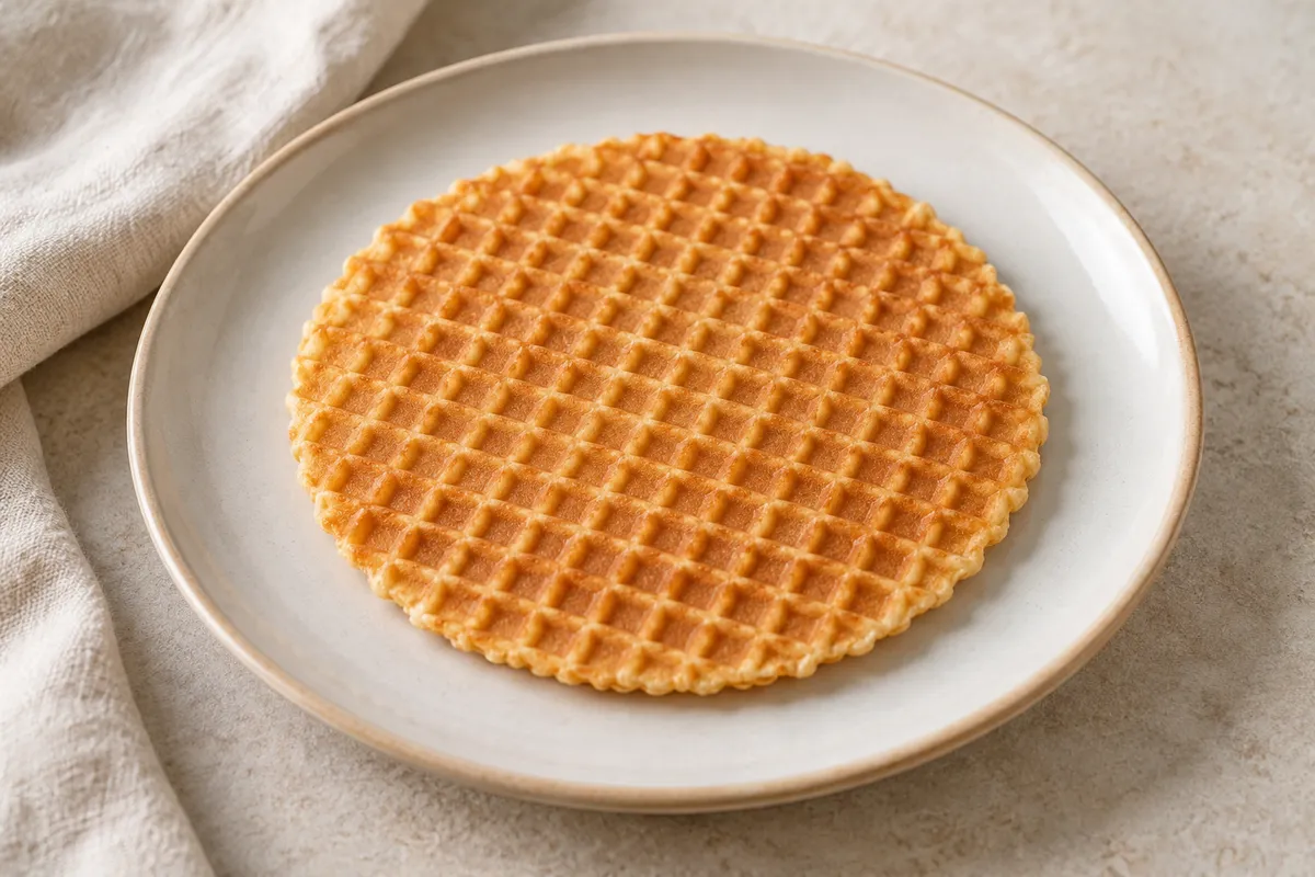 Gaufre fine sur un fond de lin clair.