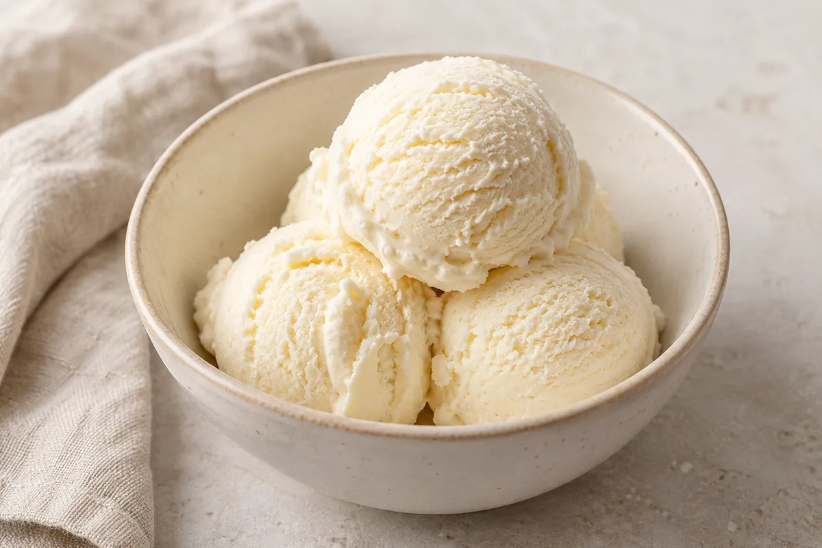 Glace sur un fond de lin clair.