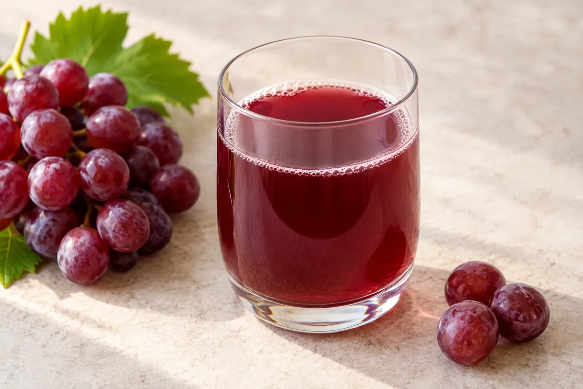 Jus de raisin sur un fond de lin clair.