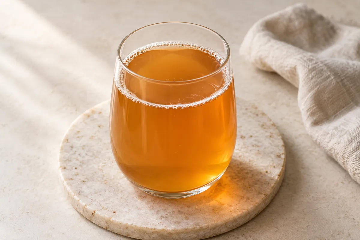 Kombucha sur un fond de lin clair.