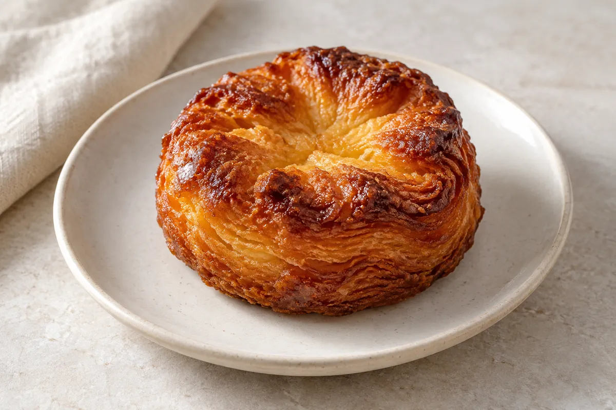 Kouign sur un fond de lin clair.