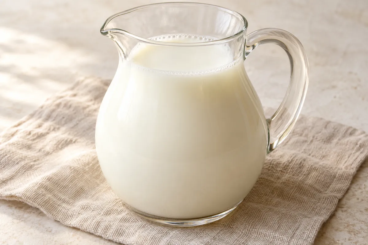 Lait de jument sur un fond de lin clair.