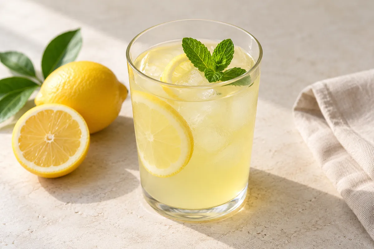 Limonade sur un fond de lin clair.