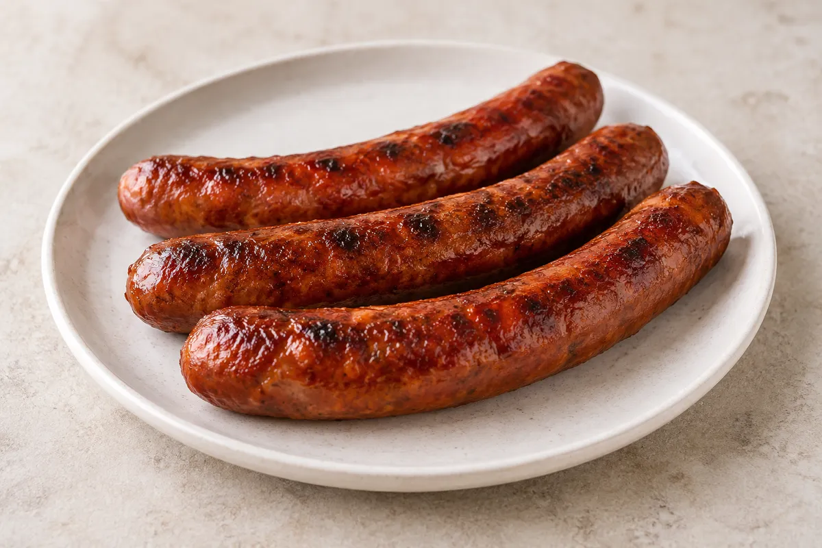 Merguez sur un fond de lin clair.
