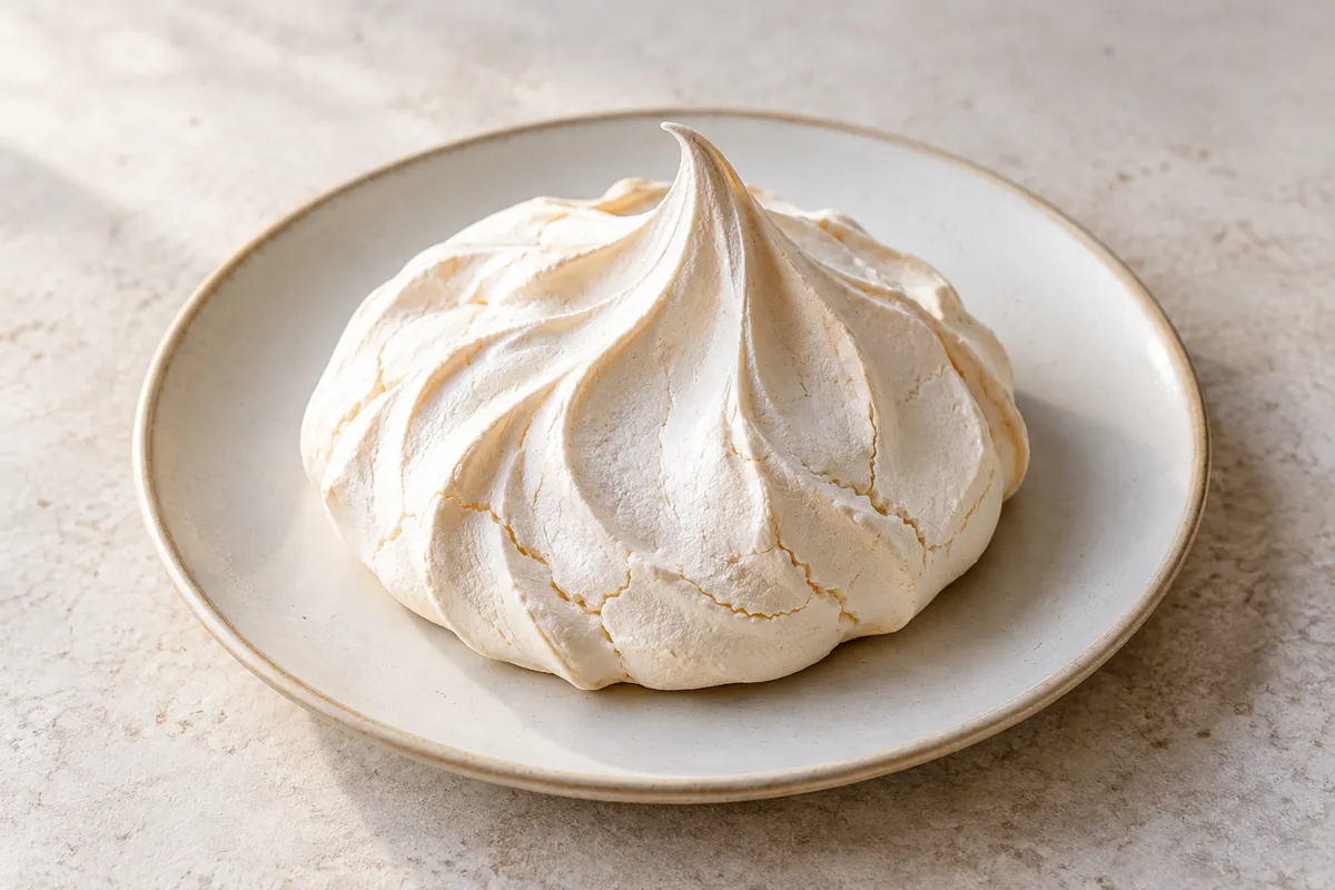Meringue sur un fond de lin clair.