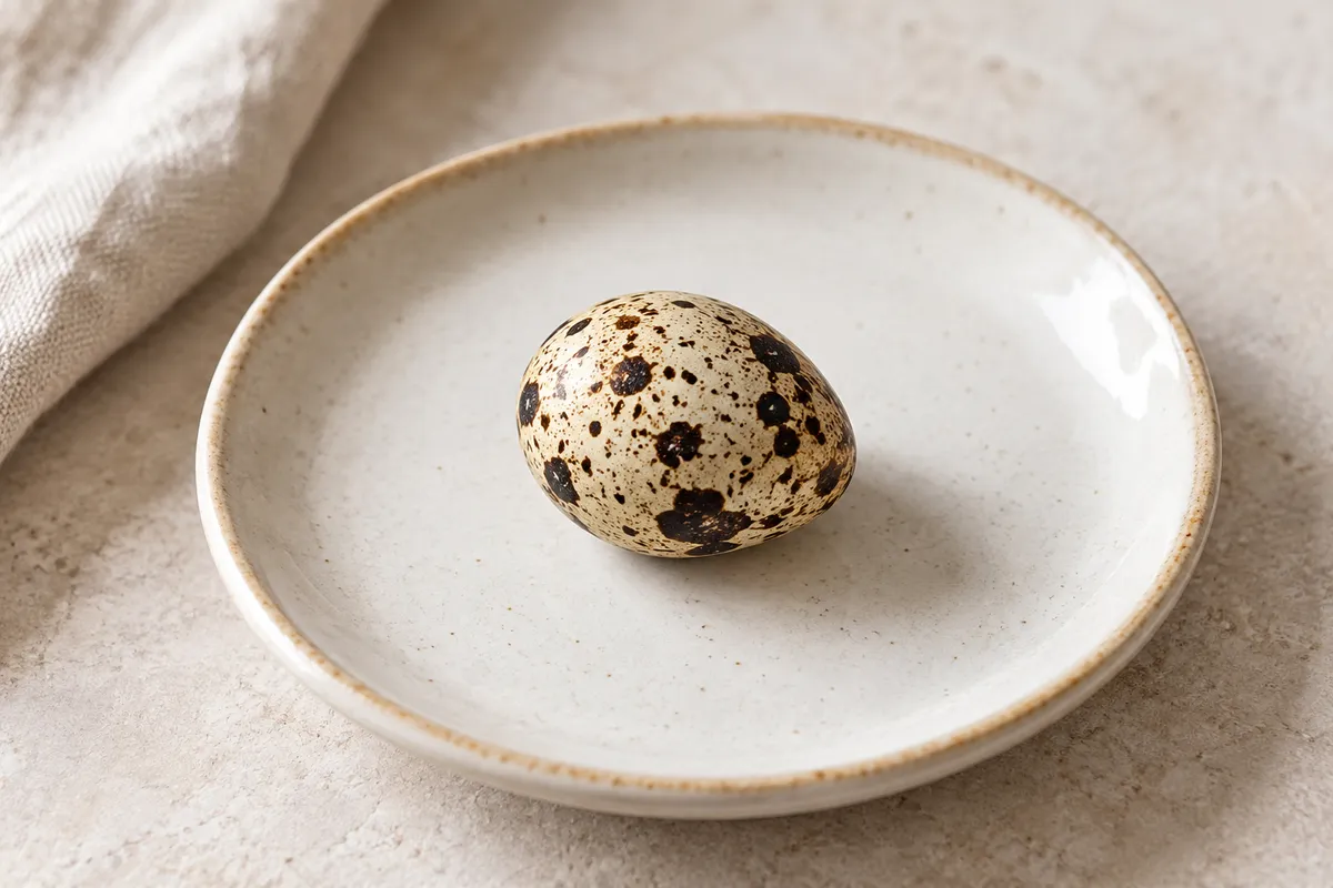 Oeuf de caille sur un fond de lin clair.