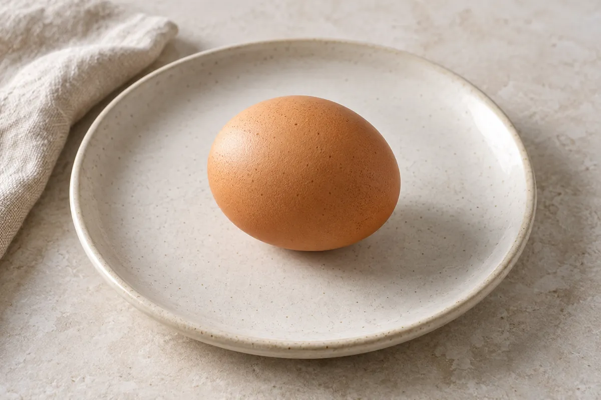 Oeuf sur un fond de lin clair.