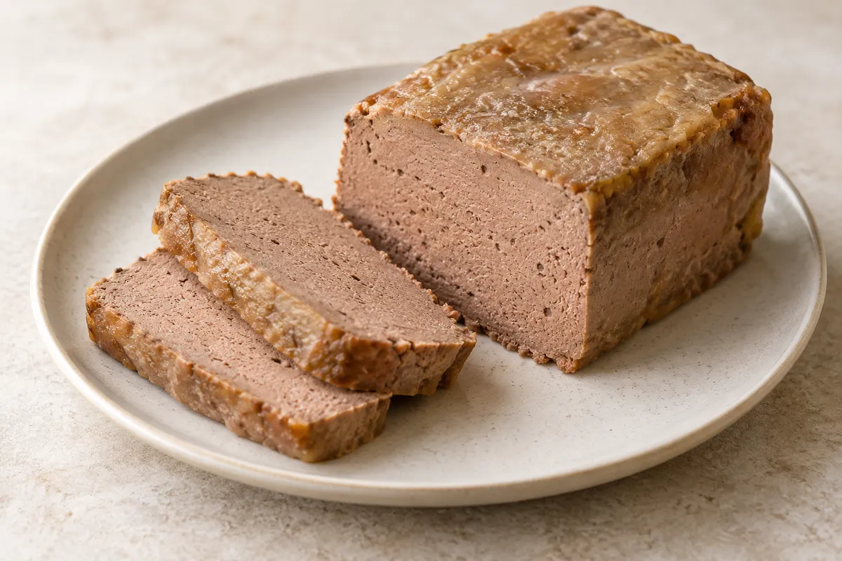 Pâté de foie sur un fond de lin clair.