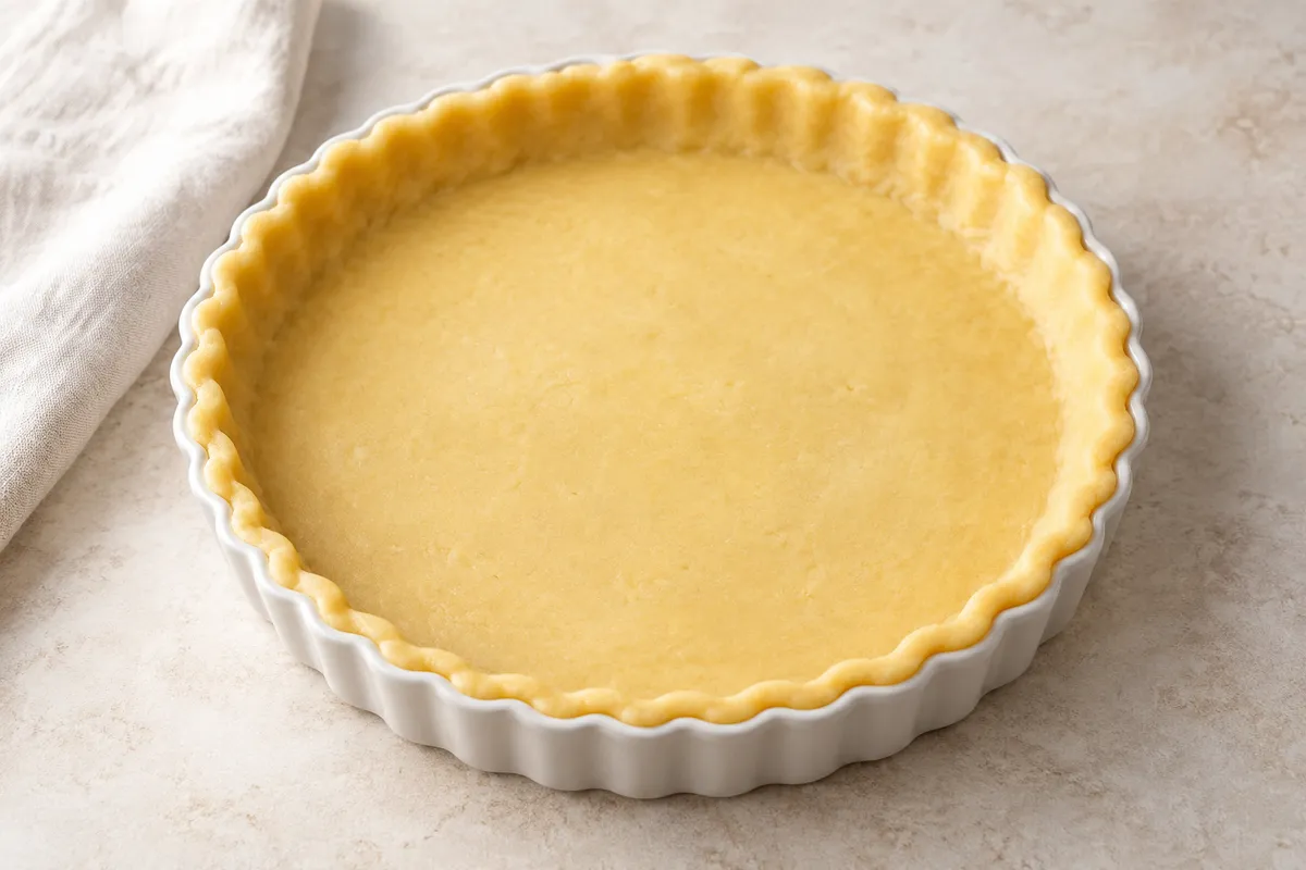 Pâte sablée sur un fond de lin clair.