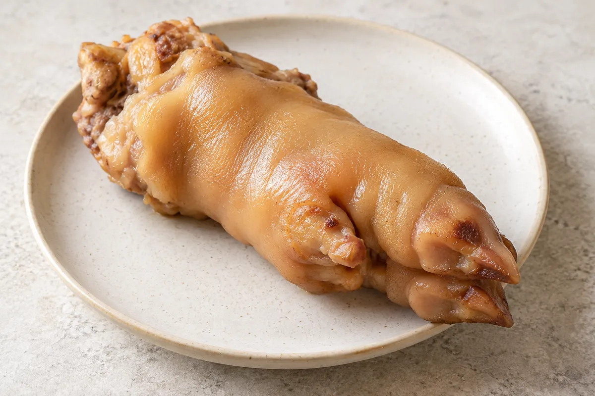 Pied de porc sur un fond de lin clair.