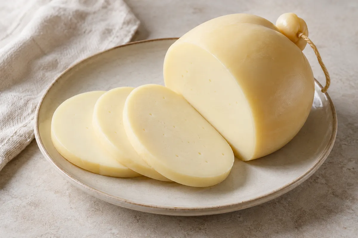 Provolone sur un fond de lin clair.