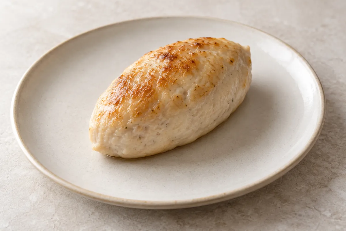 Quenelle de veau sur un fond de lin clair.